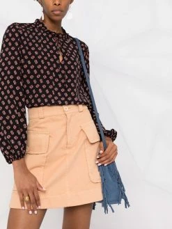 Maje monogram-pattern wide-sleeves blouse