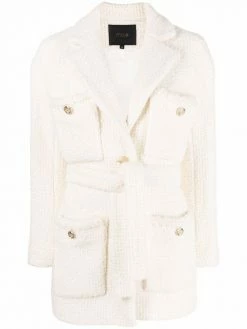 Maje tweed-effect tie-waist jacket