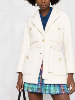 Maje tweed-effect tie-waist jacket