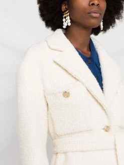 Maje tweed-effect tie-waist jacket