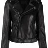 Maje zip-up leather biker jacket