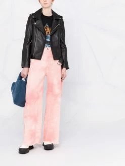 Maje zip-up leather biker jacket