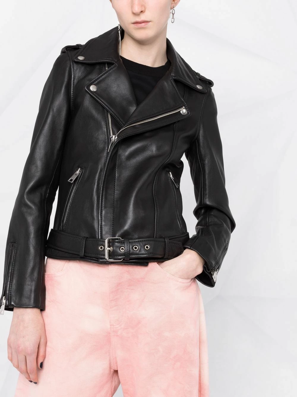 Maje Zip up leather biker jacket biker jackets of women 7 Maje zip-up leather biker jacket