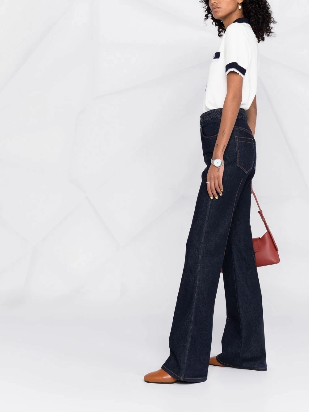 Maje Contrasting trim knitted polo top knitted tops of women 6 Maje contrasting trim knitted polo top