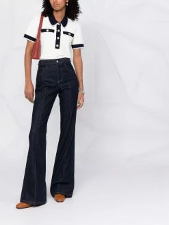 Maje Contrasting trim knitted polo top knitted tops of women 9 Maje contrasting trim knitted polo top