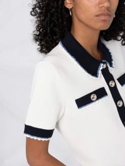 Maje Contrasting trim knitted polo top knitted tops of women 10 Maje contrasting trim knitted polo top