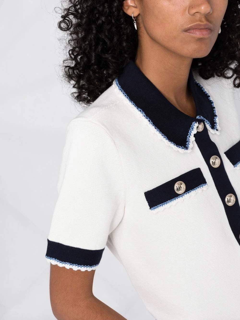 Maje Contrasting trim knitted polo top knitted tops of women 5 Maje contrasting trim knitted polo top