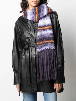 Maje striped knitted scarf