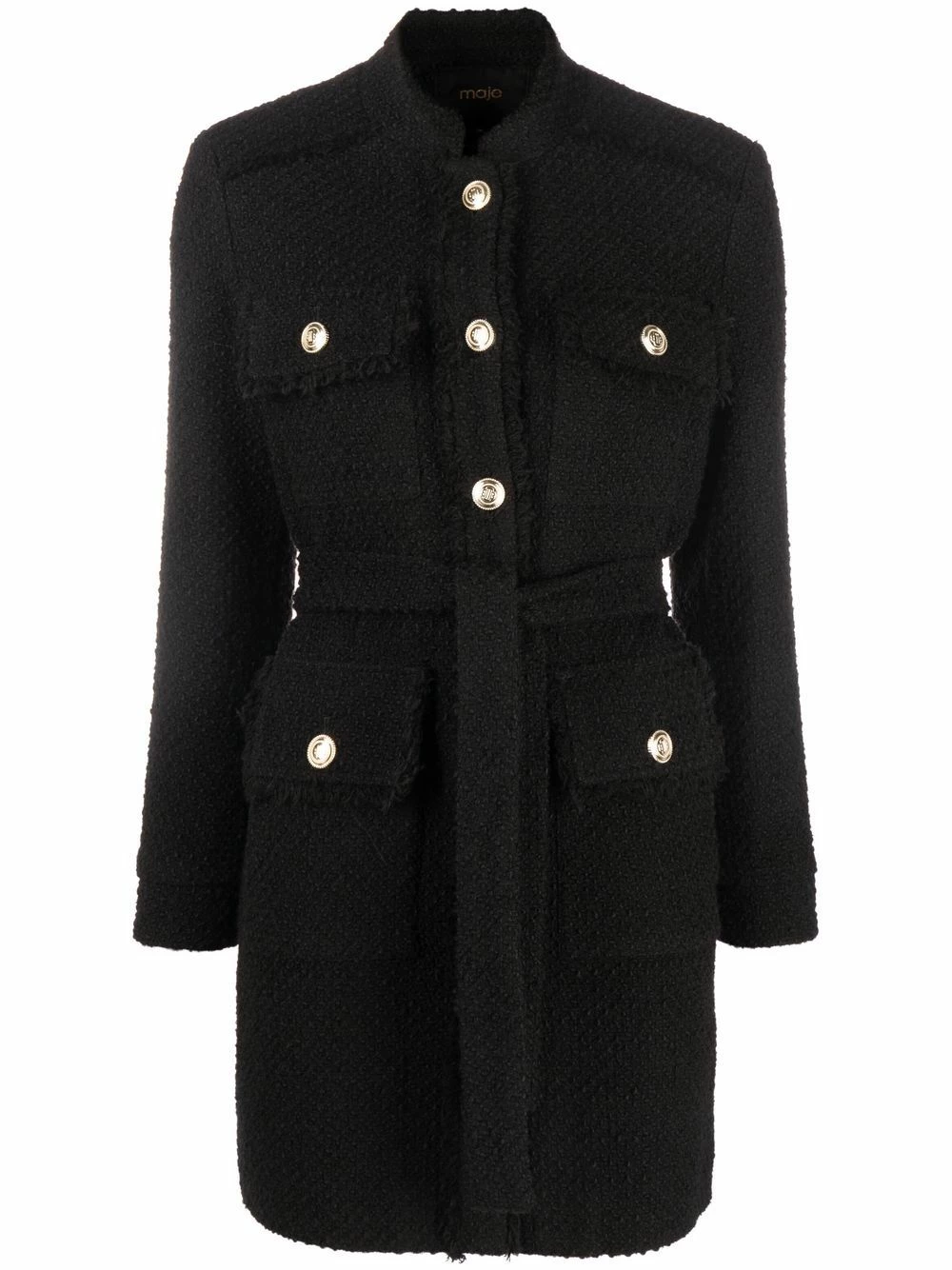 Maje Tweed tie waist coat single breasted coats of women 3 Maje tweed tie-waist coat