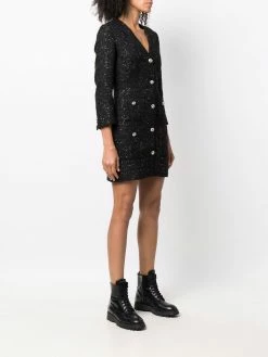 Maje sequin-embellished knit V-neck dress