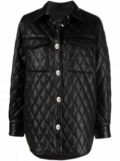 Maje quilted faux-leather jacket