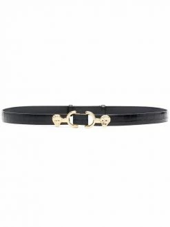 Maje crocodile-effect leather belt
