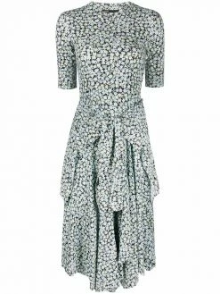 Maje floral-print trompe l'oeil scarf-skirt dress