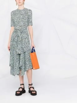 Maje floral-print trompe l'oeil scarf-skirt dress