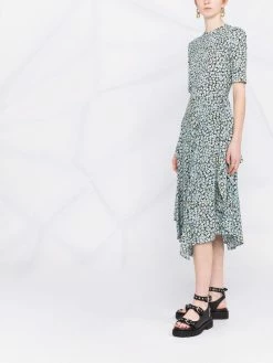 Maje floral-print trompe l'oeil scarf-skirt dress