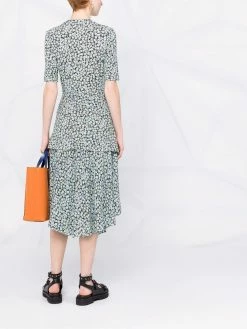 Maje floral-print trompe l'oeil scarf-skirt dress