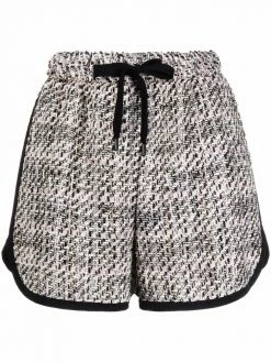 Maje drawstring bouclé shorts