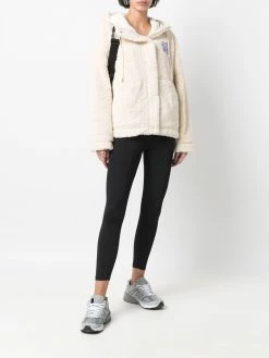 Maje shearling logo hooded jacket