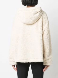 Maje shearling logo hooded jacket