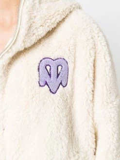 Maje shearling logo hooded jacket