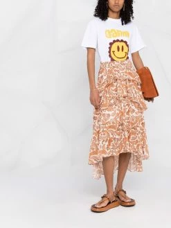 Maje paisley-print asymmetric midi skirt