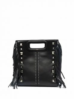 Maje studded leather clutch bag