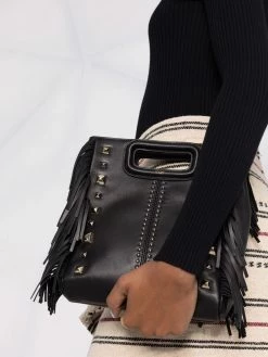 Maje studded leather clutch bag
