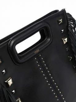 Maje studded leather clutch bag