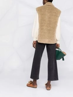 Maje contrast sleeve shearling shirt jacket