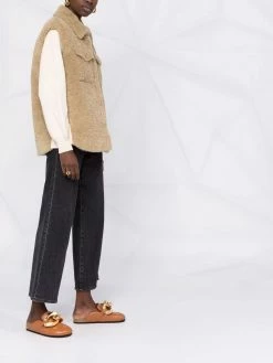 Maje contrast sleeve shearling shirt jacket