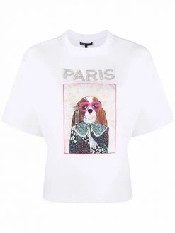 Maje embellished graphic-print cotton T-shirt