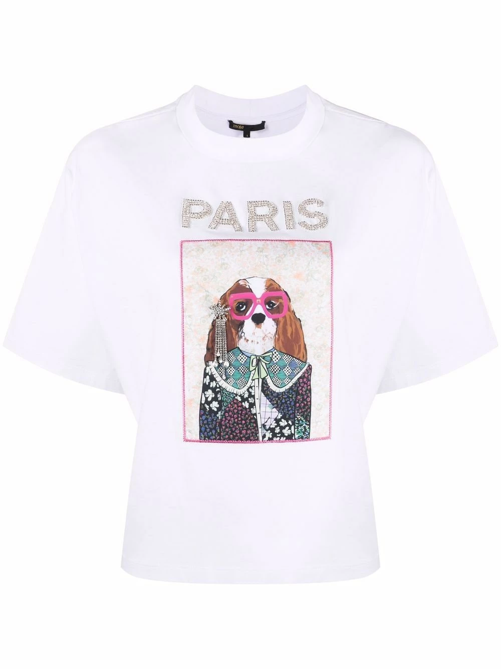 Maje Embellished graphic print cotton T shirt t-shirts & jersey shirts of women 3 Maje embellished graphic-print cotton T-shirt