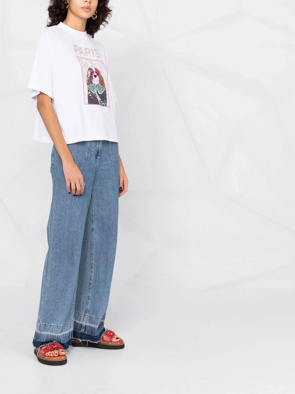 Maje Embellished graphic print cotton T shirt t-shirts & jersey shirts of women 8 Maje embellished graphic-print cotton T-shirt