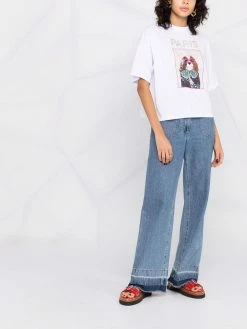 Maje embellished graphic-print cotton T-shirt