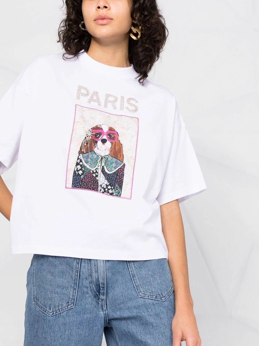 Maje Embellished graphic print cotton T shirt t-shirts & jersey shirts of women 7 Maje embellished graphic-print cotton T-shirt