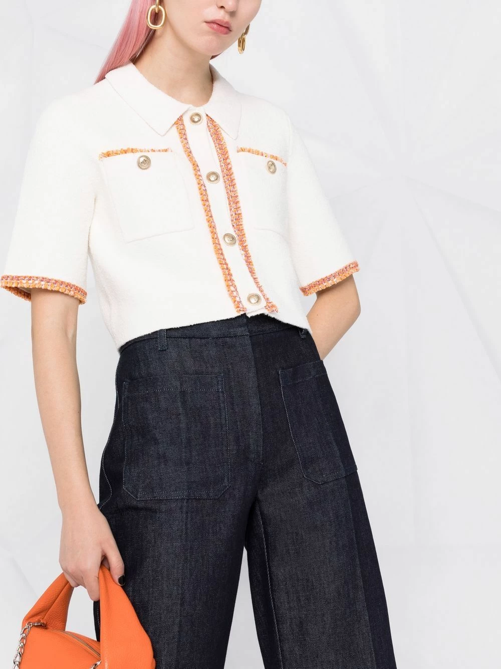 Maje Cropped short sleeve knitted top knitted tops of women 7 Maje cropped short sleeve knitted top