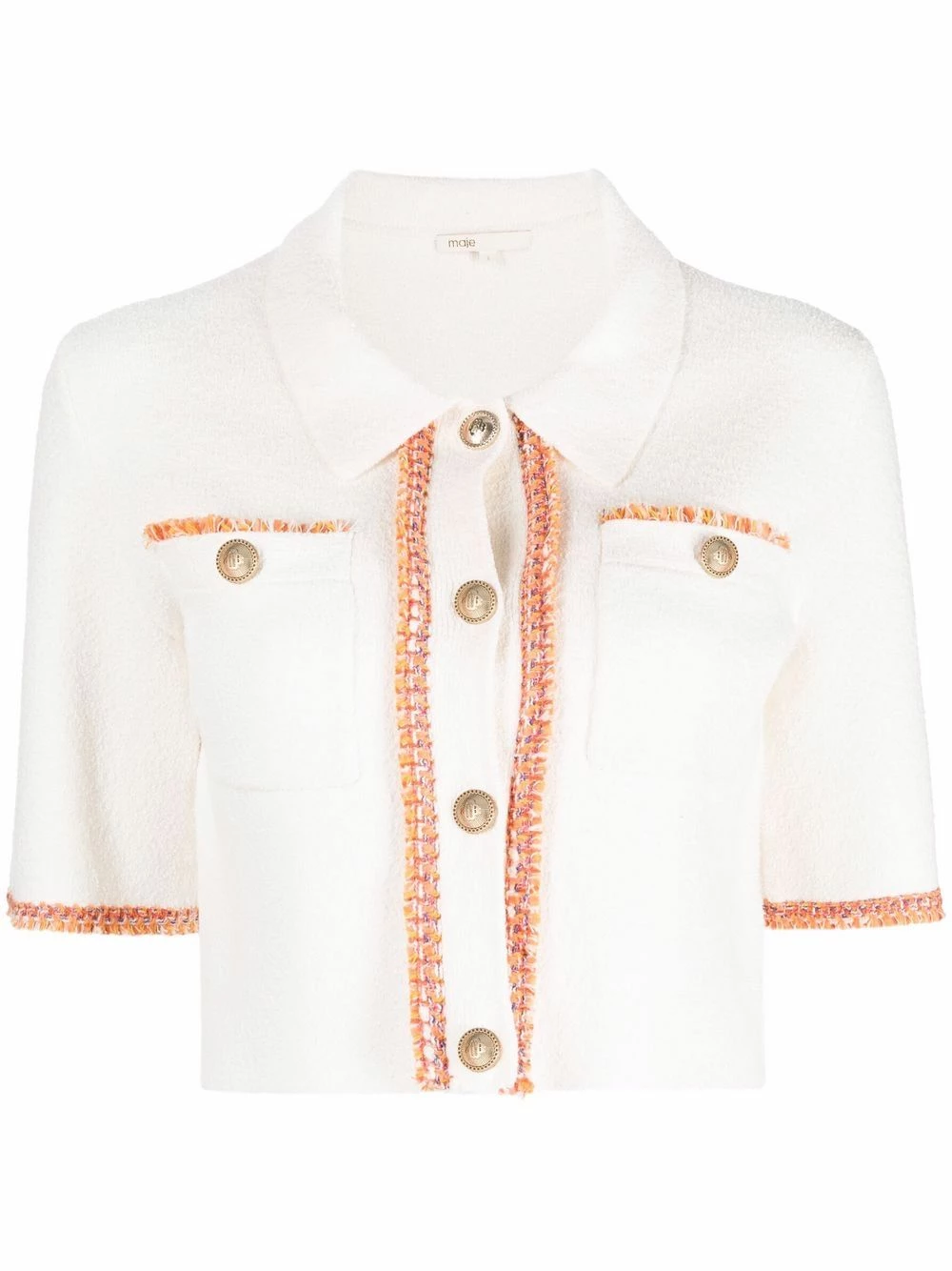 Maje Cropped short sleeve knitted top knitted tops of women 3 Maje cropped short sleeve knitted top