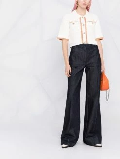 Maje cropped short sleeve knitted top