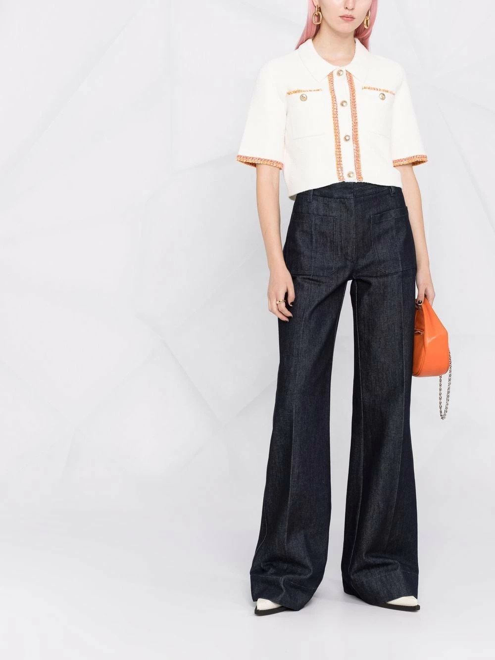 Maje Cropped short sleeve knitted top knitted tops of women 4 Maje cropped short sleeve knitted top