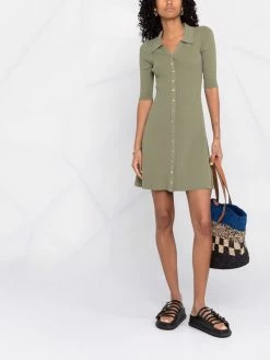 Maje button-up ribbed shirt dress