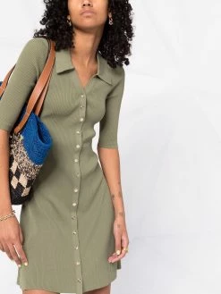 Maje button-up ribbed shirt dress