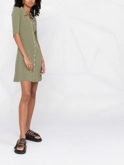Maje button-up ribbed shirt dress