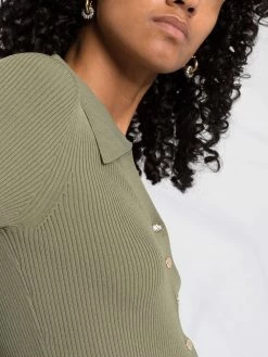 Maje button-up ribbed shirt dress