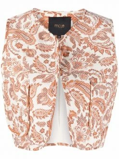 Maje paisley-print cropped waistcoat
