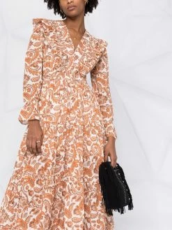 Maje paisley-print ruffled dress