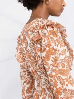 Maje paisley-print ruffled dress