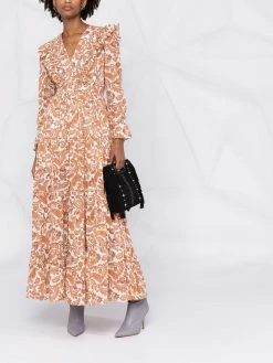 Maje paisley-print ruffled dress