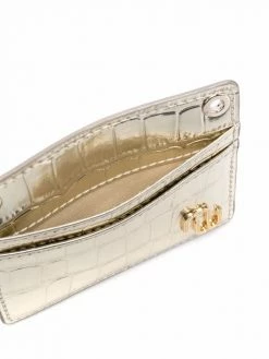 Maje logo-plaque crocodile-embossed leather wallet