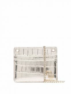 Maje logo-plaque crocodile-embossed leather wallet