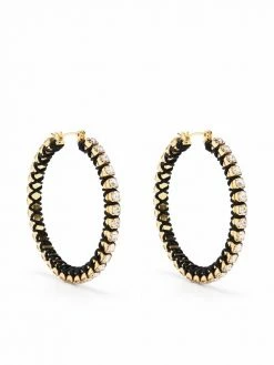 Maje woven-design crystal hoop earrings